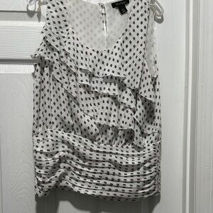 White House Black Market Black and White Layered Blouse